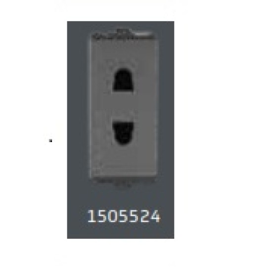 V-Guard Matteo 6 A 2 Pin Socket -2 M Grey (MSG) Modular Switches 1505524 / 3006109