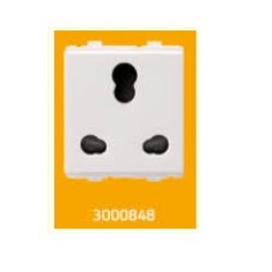 V-Guard Torio  6/16 A 3 Pin Combined Shuttered Socket -2 M White Modular Switches 3000848