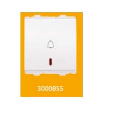 V-Guard Torio 6A Momentary Contact Switch With Pilot Light - 2 M White Modular Switches 3000855