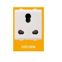 V-Guard Torio  6/16 A 3 Pin Comb. Socket (Raised) -2 M - TRO  White Modular Switches 3001908