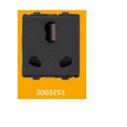 V-Guard Torio 6/16 A 3 PIN COMBINED SHUTTERED SOCKET- 2 M  Black Modular Switches 3003251