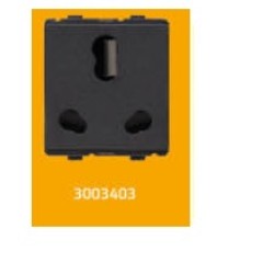 V-Guard Torio 6/16 A 3 PIN COMBINED SHUTTERED SOCKET- 2 M (RAISED) Black Modular Switches 3003403