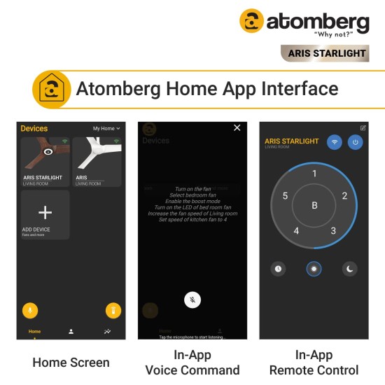 Atomberg Aris Starlight 1200mm Teawood BLDC Ceiling Fan with Underlight, IoT & Remote Control | Smart Fan with Noiseless Operation 