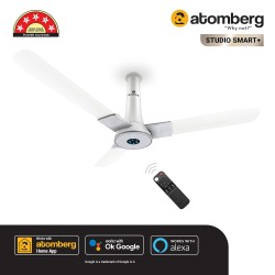 Atomberg Studio Smart+ 1200mm Pearl White BLDC Ceiling Fan with IoT & Remote | BEE 5 star Rated Energy Efficient Ceiling Fan | High Air Delivery with LED Indicators | 2+1 Year Warranty 