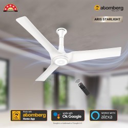 Atomberg Aris Starlight 1200mm Marble White BLDC Ceiling Fan with Underlight, IoT & Remote Control | Smart Fan with Noiseless Operation (Marble White)