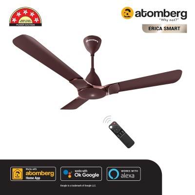 Atomberg Erica Smart 1200mm Umber Brown BLDC Ceiling Fan with IoT & Remote | Energy Efficient Ceiling Fan | High Air Delivery with LED Indicator 