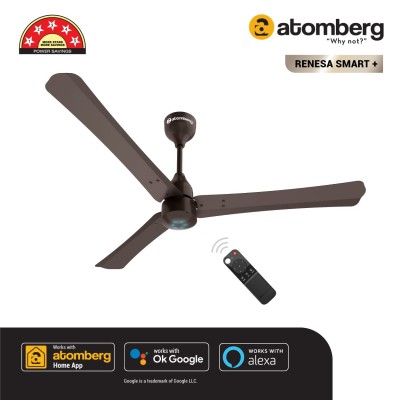 Atomberg Renesa Smart+ 1200mm Earth Brown BLDC Ceiling Fan with IoT & Remote | Energy Efficient Ceiling Fan | High Air Delivery with LED Indicators 