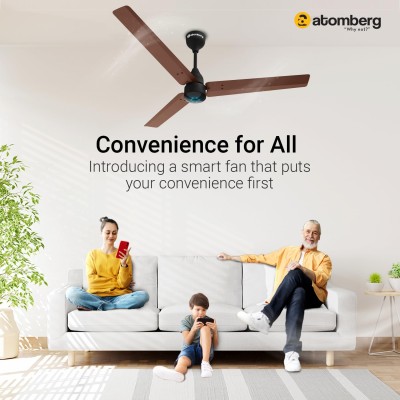 Atomberg Renesa Smart 1200mm Brown & Black BLDC Ceiling Fan with IoT & Remote |Energy Efficient Ceiling Fan | High Air Delivery with LED Indicators 