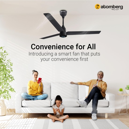 Atomberg Renesa Smart 1200mm Pebble Grey BLDC Ceiling Fan with IoT & Remote |Energy Efficient Ceiling Fan | High Air Delivery with LED Indicators 