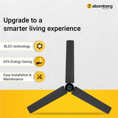 Atomberg Renesa Smart 1200mm Pebble Grey BLDC Ceiling Fan with IoT & Remote |Energy Efficient Ceiling Fan | High Air Delivery with LED Indicators 