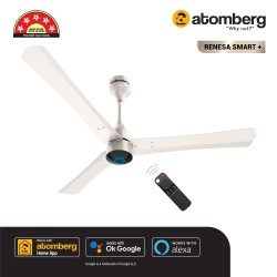 Atomberg Renesa Smart+ 1200mm Pearl White BLDC Ceiling Fan with IoT & Remote | BEE 5 star Rated Energy Efficient Ceiling Fan | High Air Delivery with LED Indicators | 2+1 Year Warranty 