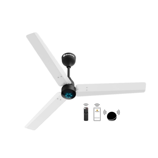 Atomberg Renesa Smart 1200mm White & Black BLDC Ceiling Fan with IoT & Remote |Energy Efficient Ceiling Fan | High Air Delivery with LED Indicators 