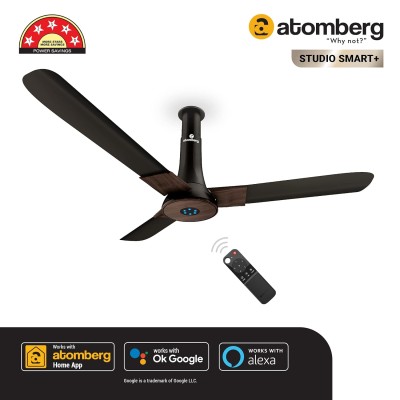 Atomberg Studio Smart+ 1200mm Earth Brown BLDC Ceiling Fan with IoT & Remote | BEE 5 star Rated Energy Efficient Ceiling Fan | High Air Delivery with LED Indicators | 2+1 Year Warranty 