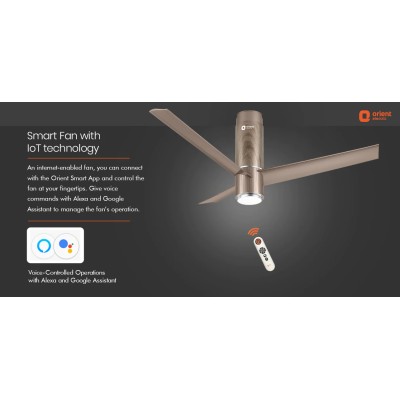 Aeroslim with Lot, Remote & Underlight BLDC Smart Ceiling Fan 1200mm Champagne Brown