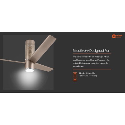 Aeroslim with Lot, Remote & Underlight BLDC Smart Ceiling Fan 1200mm Champagne Brown