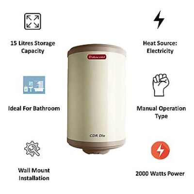 Racold CDR DLX 15 L Vertical 2KW Storage Geyser With Titanium Plus Technology (Ivory)