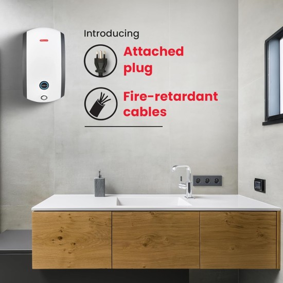 Racold Altro I Plus 3L 3KW Vertical Instant Water Heater (Geyser) Grey with Free Standard Installation & Pipes Smart LED Ring Free Electric Plug Convenient for Kitchen & bathroom, Wall Mounting