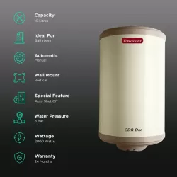 Racold CDR DLX 25 L Vertical 2KW Wall Mounted Water Heater (Geyser) Ivory