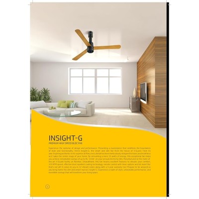 V-GUARD INSIGHT-G Electric Ceiling premium decorative BLDC fan Choco Gold Wood 1.2 m