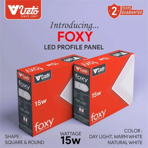 Veto FOXY Led Profile Panel (D/L, W/W, N/W) 15W (RND & SQ)