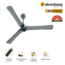 Atomberg Renesa+ 1200mm Sand Grey BLDC Ceiling Fan with Remote Control | BEE 5 star Rated Energy Efficient Ceiling Fan | High Air Delivery with LED Indicators | 2+1 Year Warranty 