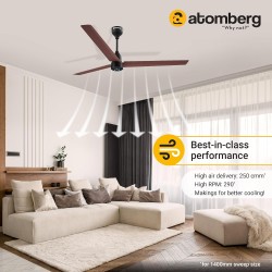 Atomberg Renesa 1400mm Brown & Black BLDC Ceiling Fan with Remote Control | BEE 5 star Rated Energy Efficient Ceiling Fan | High Air Delivery with LED Indicators | 2+1 Year Warranty 