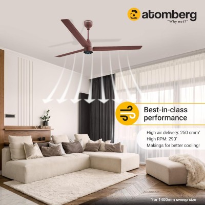 Atomberg Renesa 1400mm Matte Brown BLDC Ceiling Fan with Remote Control | BEE 5 star Rated Energy Efficient Ceiling Fan | High Air Delivery with LED Indicators | 2+1 Year Warranty 