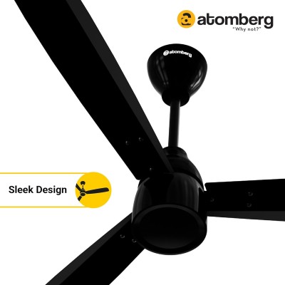 Atomberg Renesa Prime 1200mm Gloss Black BLDC Ceiling Fan Compatible with Regulators | Without Remote | BEE 5 star Rated Energy Efficient Ceiling Fan | High Air Delivery with LED Indicator 