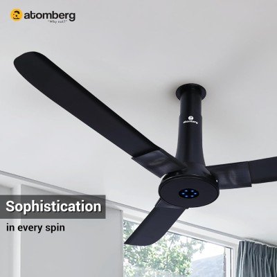 Atomberg  Renesa Studio Plus 1200mm Onyx Black BLDC Ceiling Fan with Remote Control | BEE 5 star Rated Energy Efficient Ceiling Fan | High Air Delivery with LED Indicators | 2+1 Year Warranty 