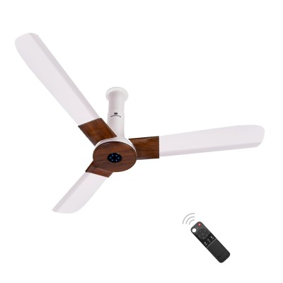 Atomberg Studio Plus 1200mm Pearl White $ Teawood BLDC Ceiling Fan with Remote Control | BEE 5 star Rated Energy Efficient Ceiling Fan | High Air Delivery with LED Indicators | 2+1 Year Warranty 