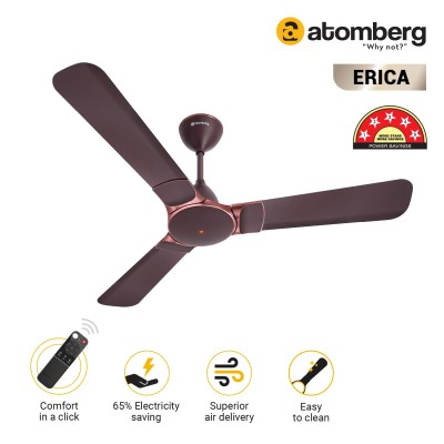 Atomberg Erica 1200mm Umber Brown BLDC Ceiling Fan with Remote Control | BEE 5 star Rated Energy Efficient Ceiling Fan | High Air Delivery with LED Indicator | 2+1 Year Warranty 