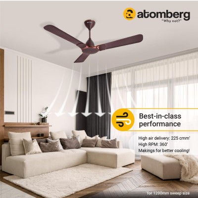 Atomberg Erica 1200mm Umber Brown BLDC Ceiling Fan with Remote Control | BEE 5 star Rated Energy Efficient Ceiling Fan | High Air Delivery with LED Indicator | 2+1 Year Warranty 