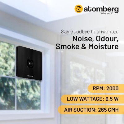 Atomberg Studio Plus Gloss Black Exhaust 150mm | Suitable for Bathroom, Kitchen | BLDC Motor | Easy to Clean | 1+1 Year Warranty 