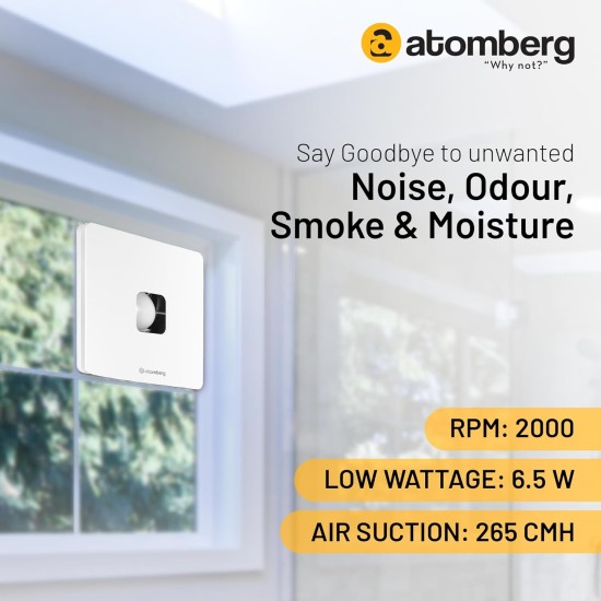 Atomberg Studio Plus Gloss White Exhaust 150mm | Suitable for Bathroom, Kitchen | BLDC Motor | Easy to Clean | 1+1 Year Warranty 