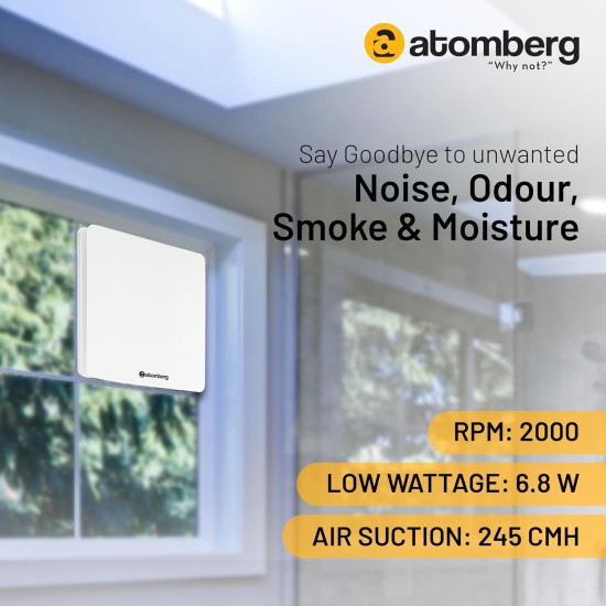 Atomberg Studio Exhaust Gloss White 150mm | Suitable for Bathroom, Kitchen | BLDC Motor | Easy to Clean | 1+1 Year Warranty 