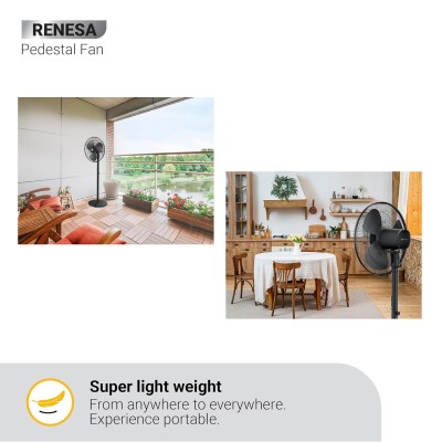 Atomberg Renesa Midnight Black 400mm Pedestal Fan for Home | Silent BLDC Stand Fan | LED Display | 6 Speeds | Remote with Oscillation, Timer, Sleep | 1+1 Year Warranty 