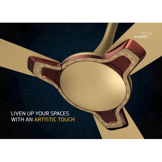 V-Guard Romanza Art 1200MM 400Rpm Premium Decorative Cieling Fan(Oro Impact Indian Art)