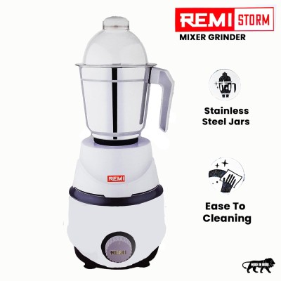 Remi Storm Mixer Grinder 800 Watt, With 3 Jars (3 Stainless Steel Jars) 4 Super Efficient Stainless Blades 2 Years Warranty 