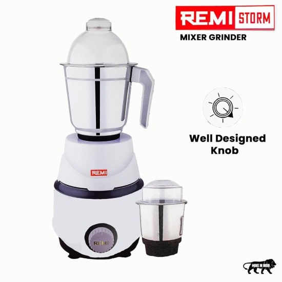 Remi Storm Mixer Grinder 800 Watt, With 3 Jars (3 Stainless Steel Jars) 4 Super Efficient Stainless Blades 2 Years Warranty 