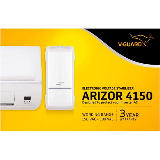 V-Guard ARIZOR 4150 Voltage Stabilizer for Inverter AC Upto 1.5 TON (White, 150 VAC-280 VAC)