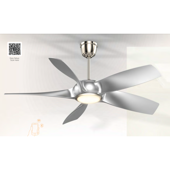 Sturlite's Emporia 1320mm ceiling fan(Satin Nickel+ Silver)