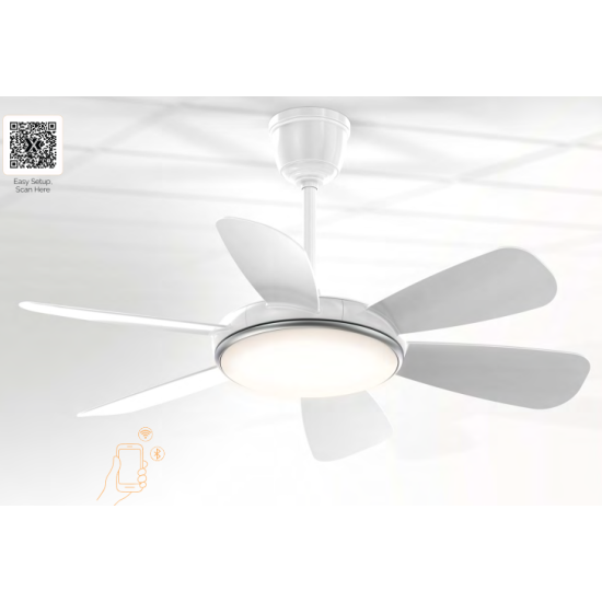 Sturlite's Sundance 1067 mm ceiling fan(White + chrome trim)