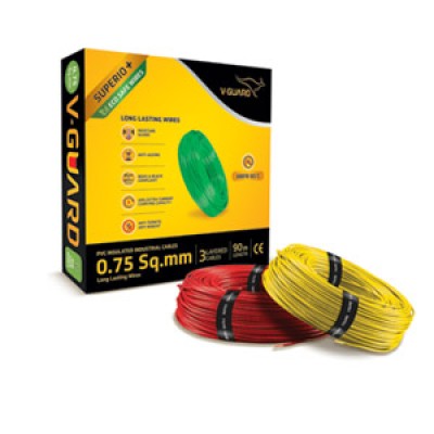 V-Guard 0.75 SQ MM 90MTR Superio House Wires(Black)