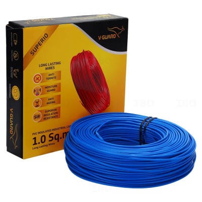 V-Guard 1.00SQ MM 90MTR Superio House Wires(Blue)