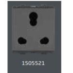 V-Guard Matteo 6/16 A 3 Pin Comb. Shuttered Socket-2 M Grey (MSG) Modular Switches 1505521 / 3005978