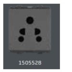 V-Guard Matteo 6 A 5 Pin Shuttered Socket -2 M  Grey (MSG) Modular Switches 1505528 / 3005980