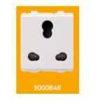 V-Guard Torio  6/16 A 3 Pin Combined Shuttered Socket -2 M White Modular Switches 3000848