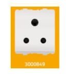V-Guard Torio 6A  3 Pin Shuttered Socket -2M White Modular Switches 3000849