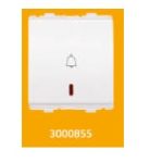 V-Guard Torio 6A Momentary Contact Switch With Pilot Light - 2 M White Modular Switches 3000855