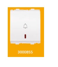 3000855 V-Guard Torio 6A Momentary Contact Switch With Pilot Light - 2 M White Modular Switches 3000855 - Image 1